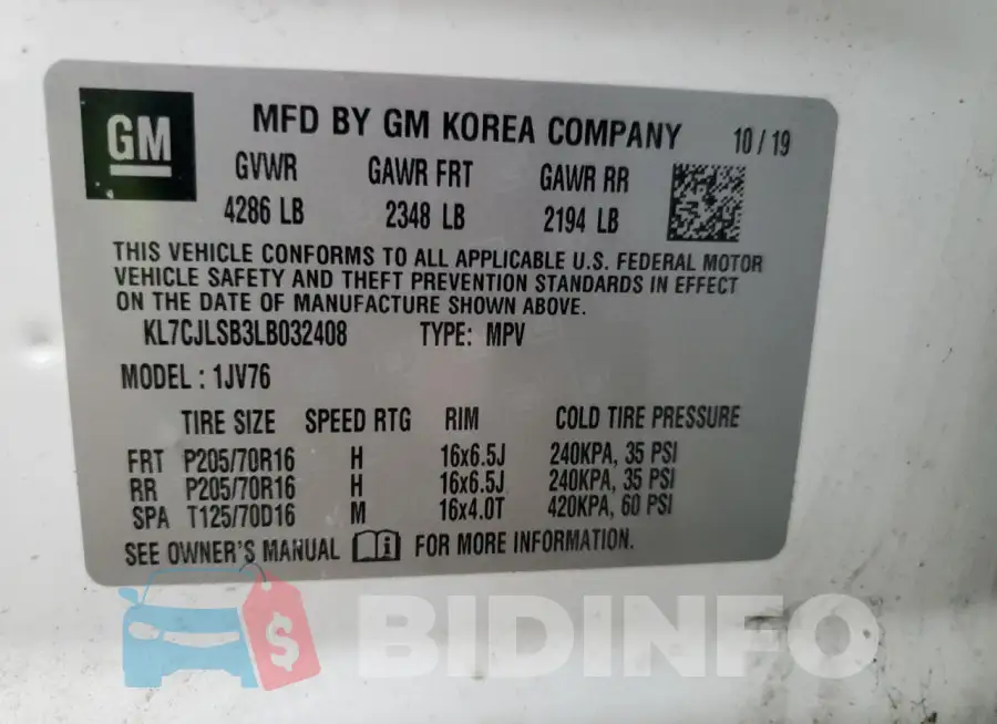 KL7CJLSB3LB032408 Photo# 13