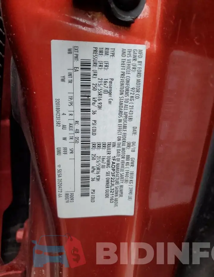1FADP3F22JL321163 Photo# 12