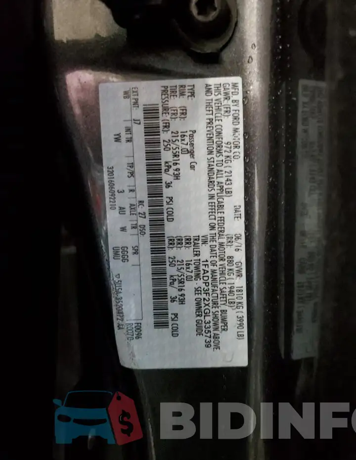 1FADP3F2XGL335739 Photo# 13