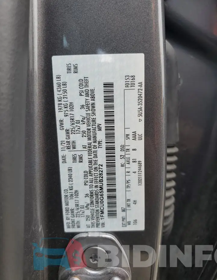 1FMCU0G65MUB28272 Photo# 13