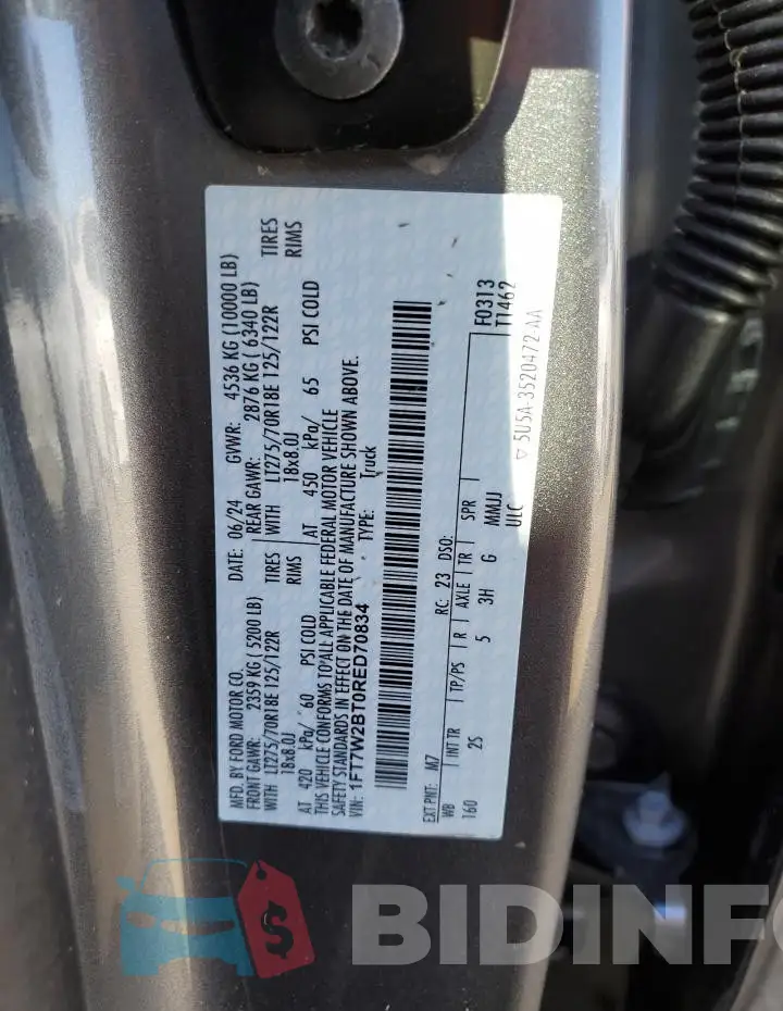 1FT7W2BT0RED70834 Photo# 12