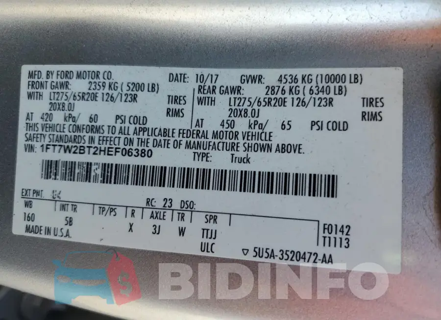 1FT7W2BT2HEF06380 Photo# 12