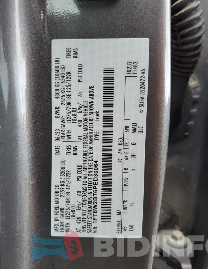 1FT8W2BT6PED30064 Photo# 12