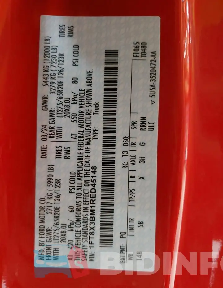 1FT8X3BM1RED45148 Photo# 13