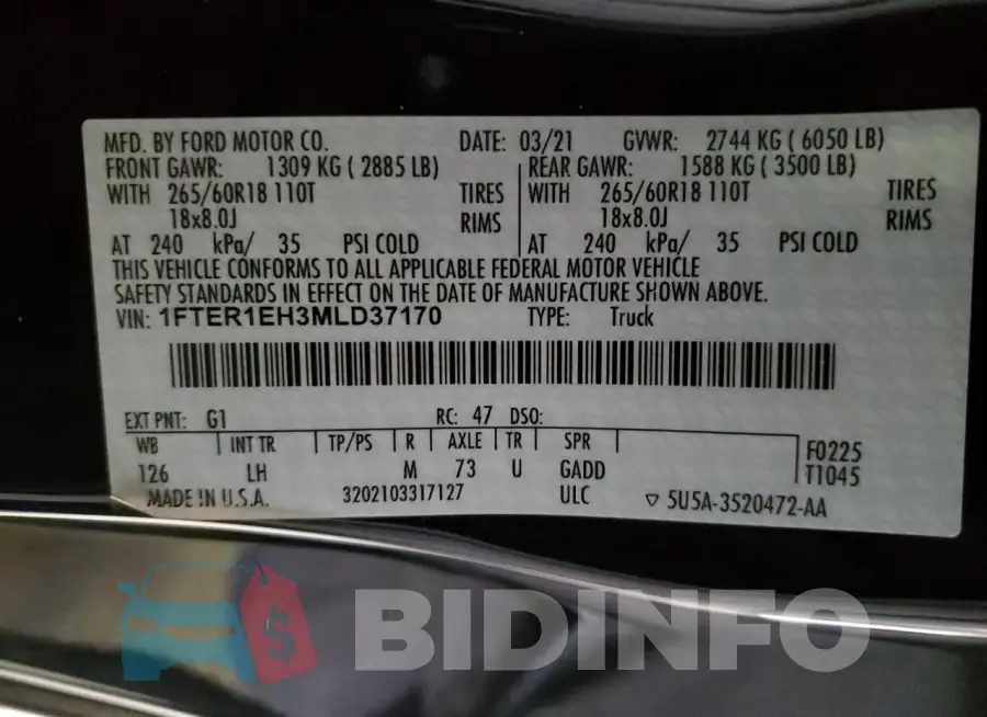 1FTER1EH3MLD37170 Photo# 12