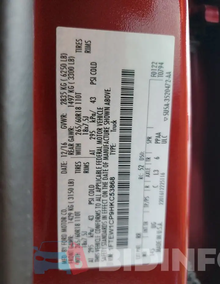 1FTEW1CP9HKC53868 Photo# 12