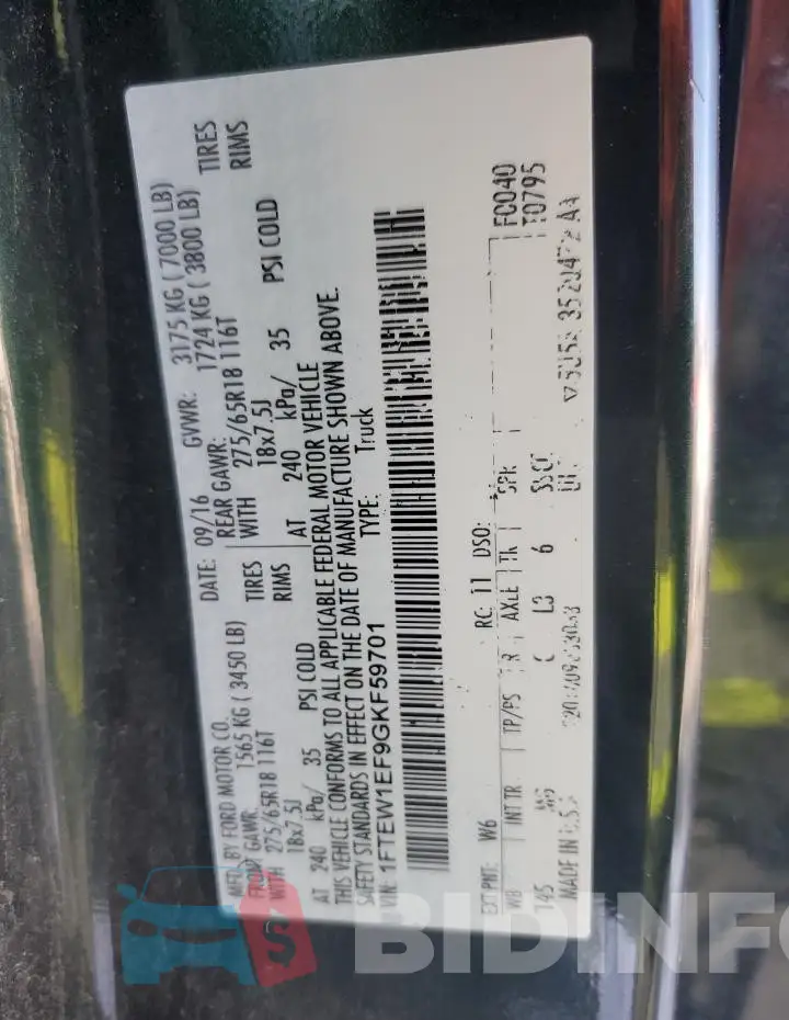 1FTEW1EF9GKF59701 Photo# 12