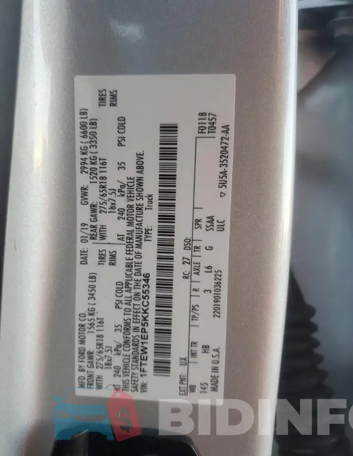 1FTEW1EP5KKC55346 Photo# 12