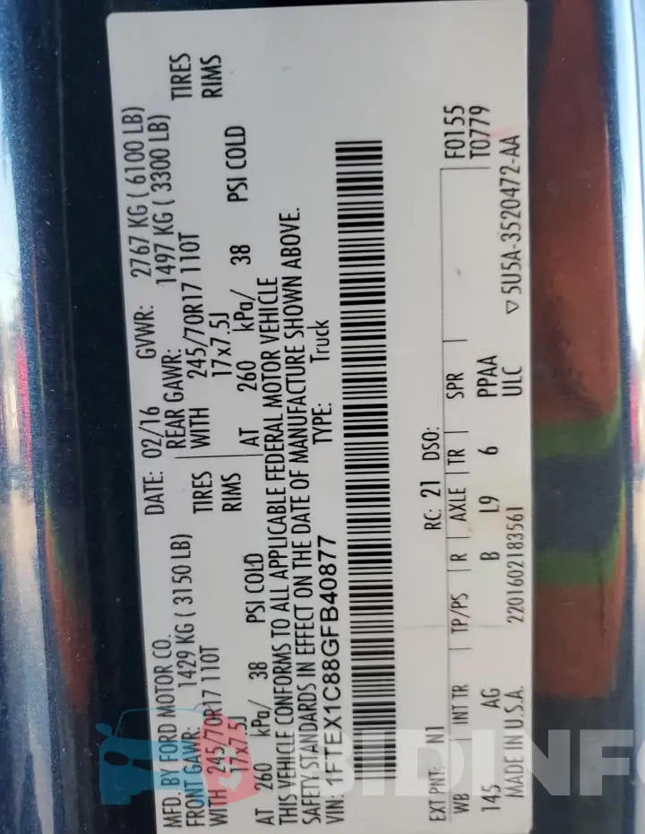 1FTEX1C88GFB40877 Photo# 12