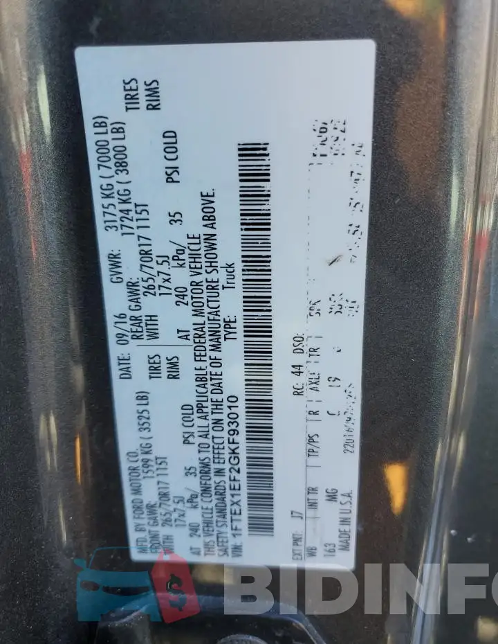 1FTEX1EF2GKF93010 Photo# 12