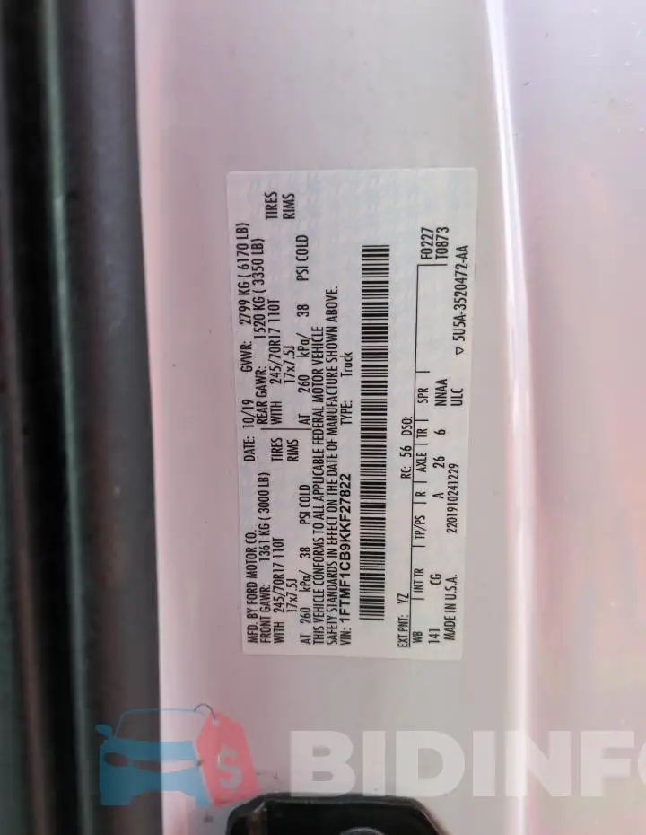 1FTMF1CB9KKF27822 Photo# 12
