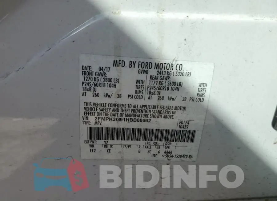 2FMPK3G91HBB88662 Photo# 13