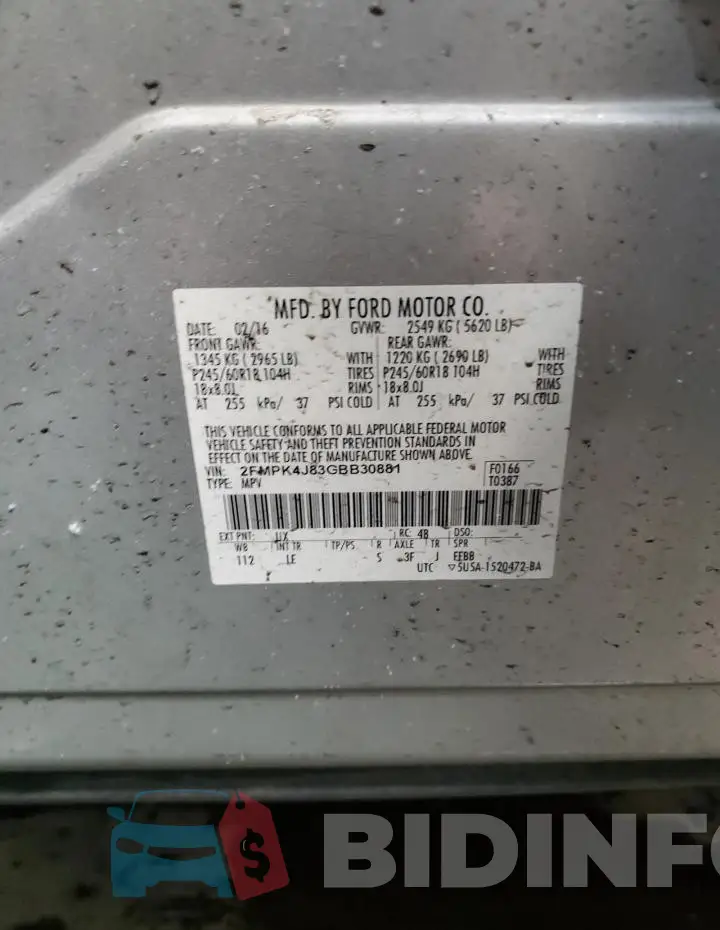 2FMPK4J83GBB30881 Photo# 13