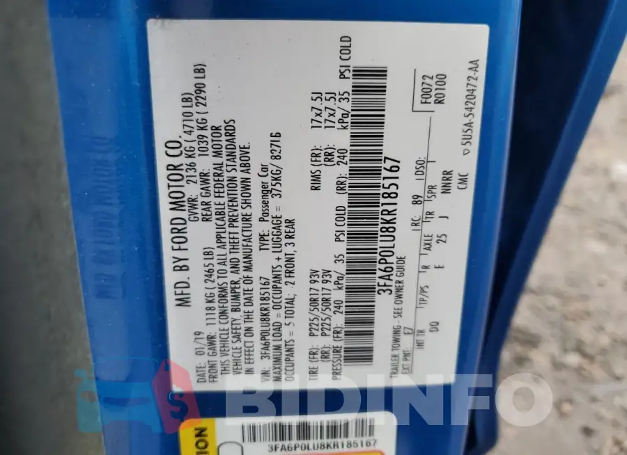 3FA6P0LU8KR185167 Photo# 12