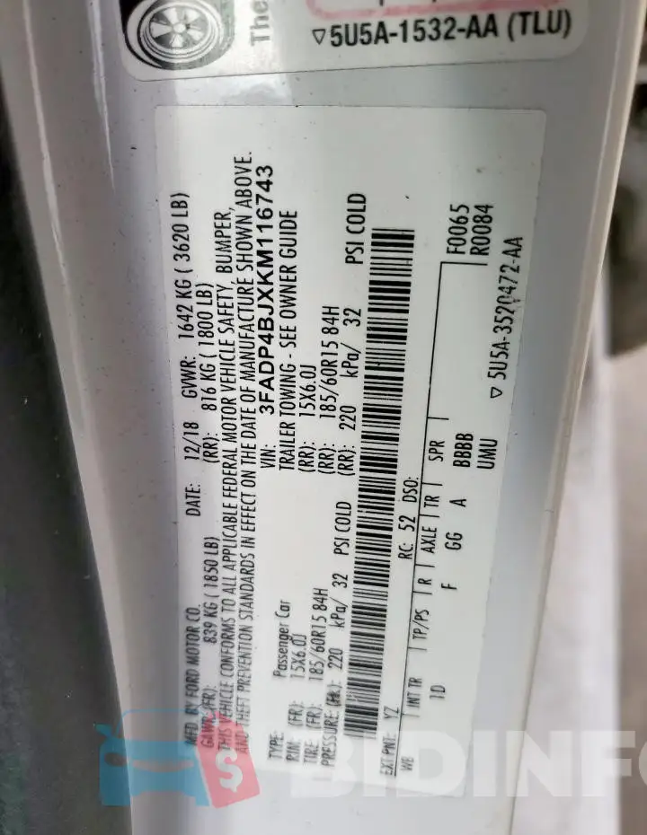 3FADP4BJXKM116743 Photo# 13