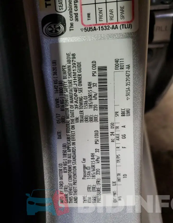 3FADP4EJ1HM139798 Photo# 12