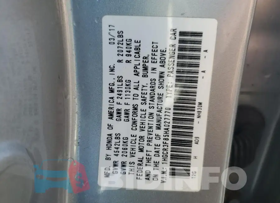 1HGCR3F85HA027770 Photo# 12