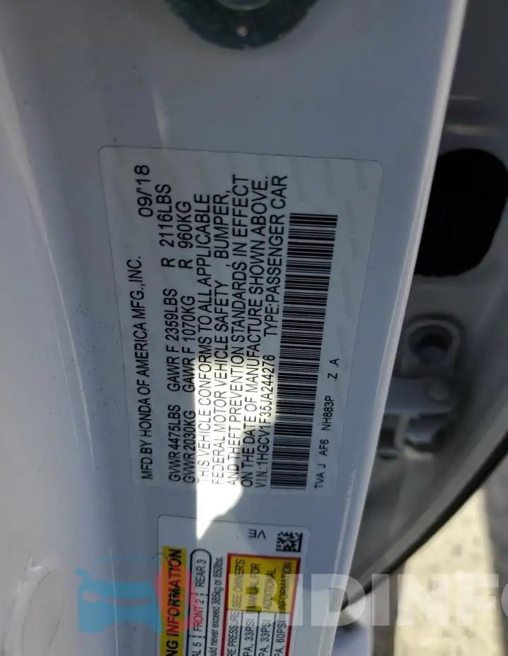 1HGCV1F35JA244276 Photo# 12