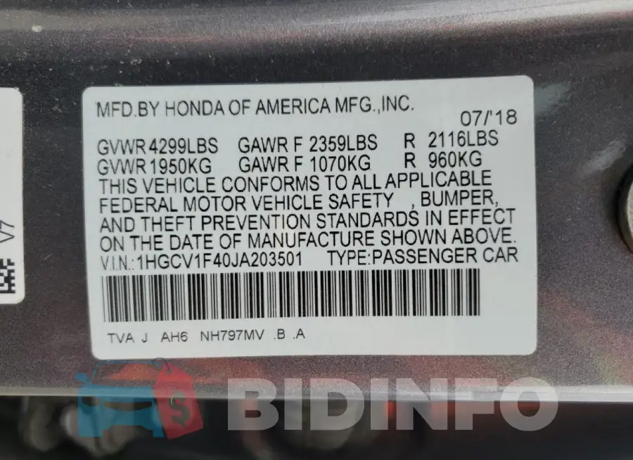 1HGCV1F40JA203501 Photo# 12