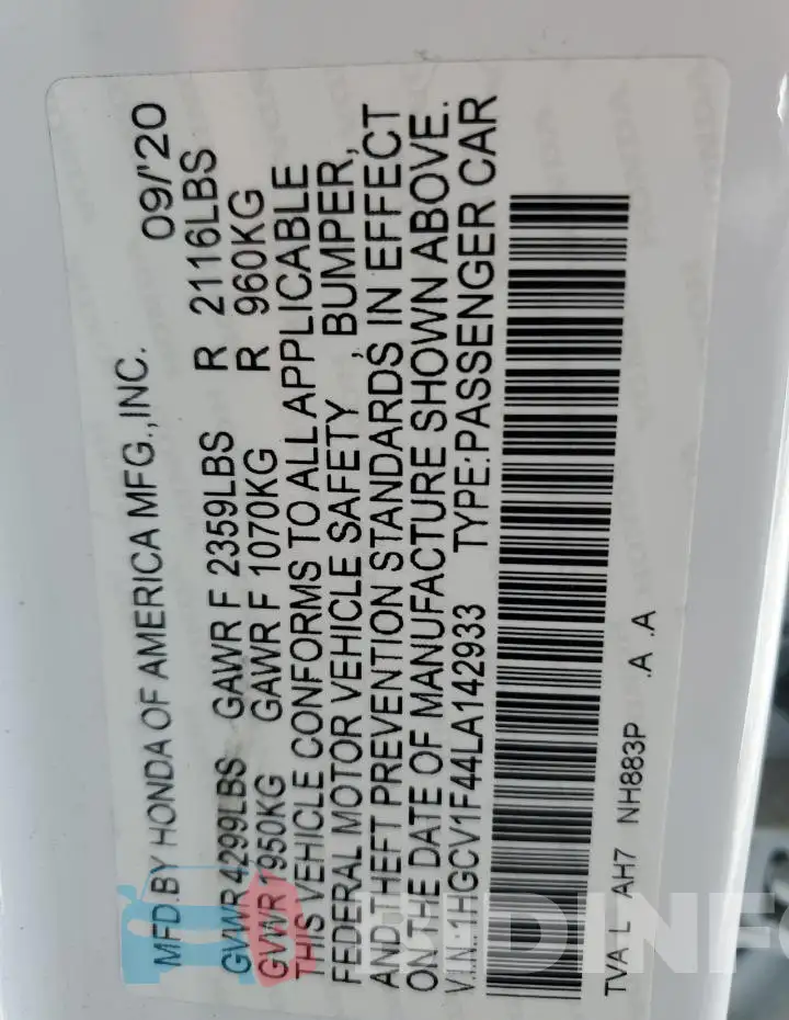1HGCV1F44LA142933 Photo# 12