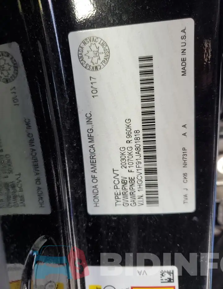 1HGCV1F91JA801818 Photo# 12