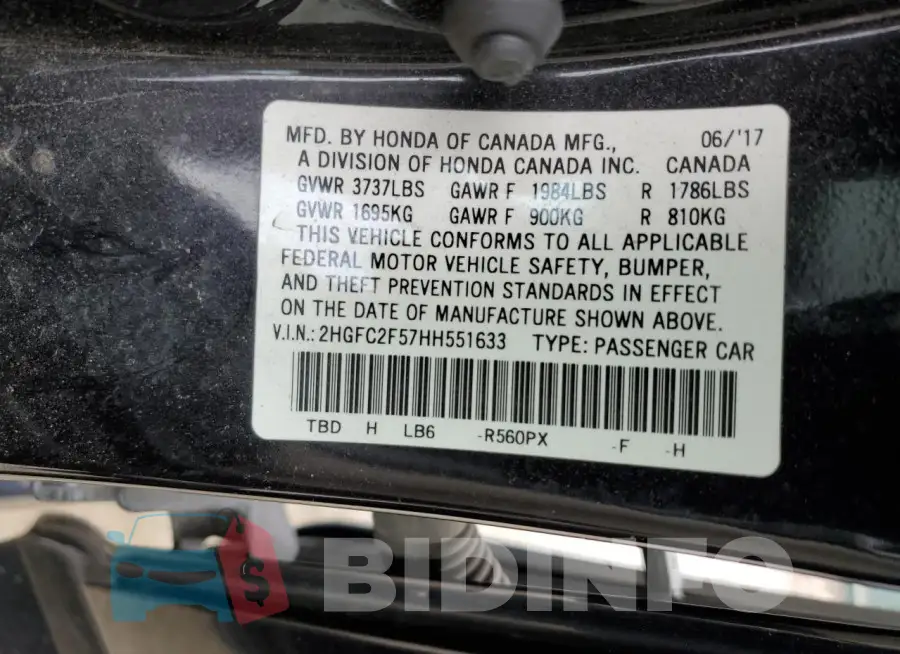 2HGFC2F57HH551633 Photo# 12