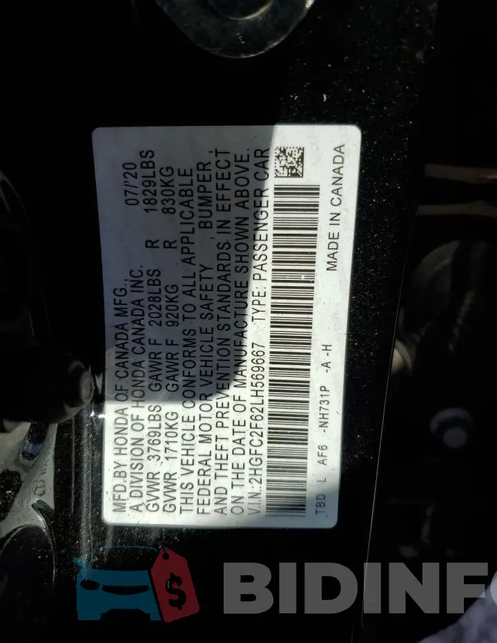 2HGFC2F62LH569667 Photo# 12