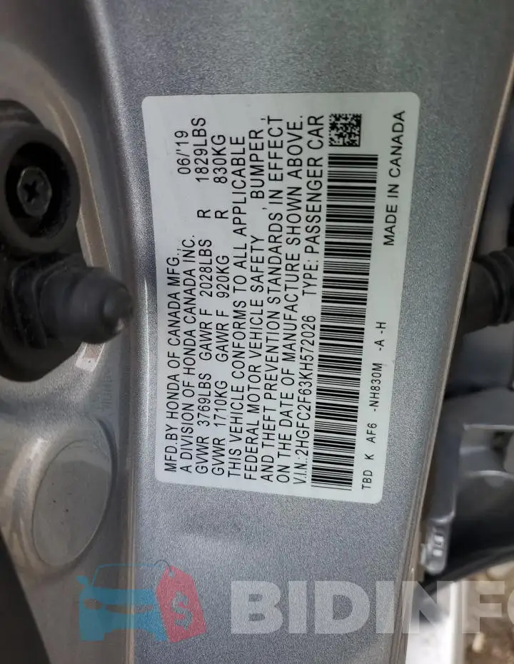 2HGFC2F63KH572026 Photo# 12