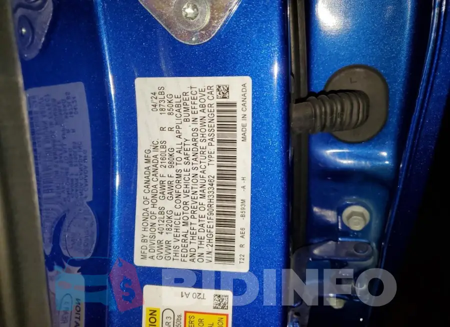 2HGFE1F90RH333462 Photo# 12