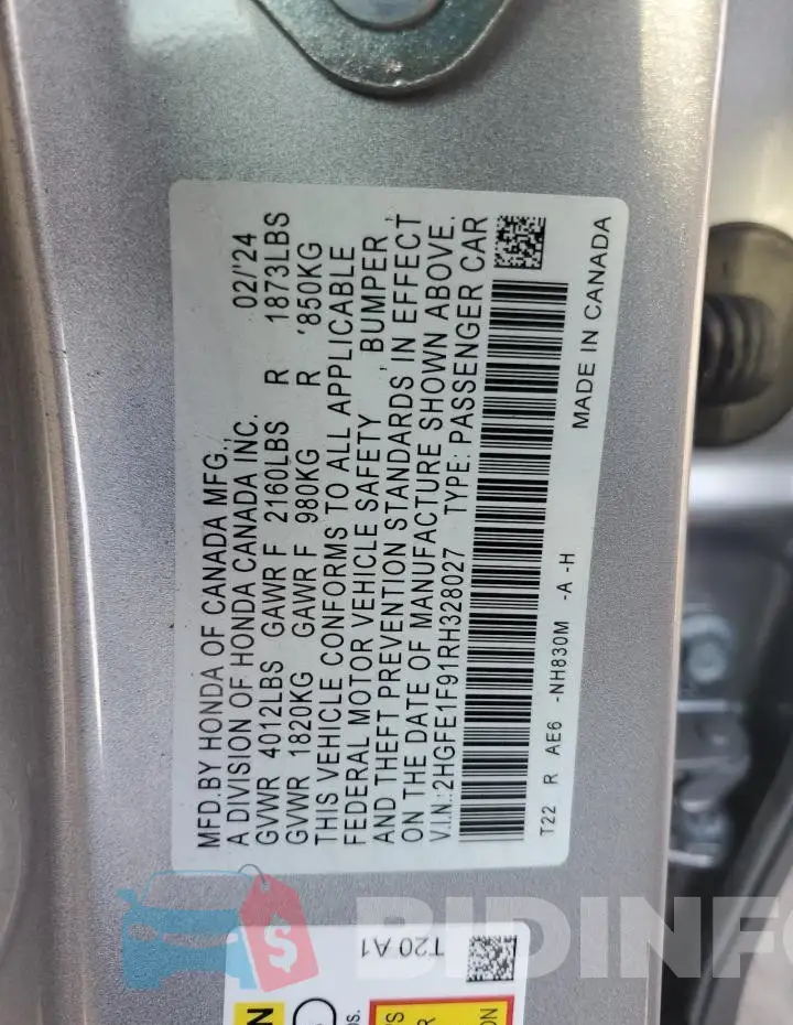 2HGFE1F91RH328027 Photo# 12