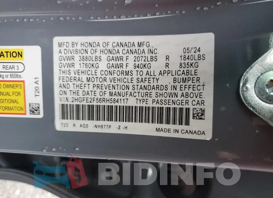 2HGFE2F56RH584117 Photo# 12