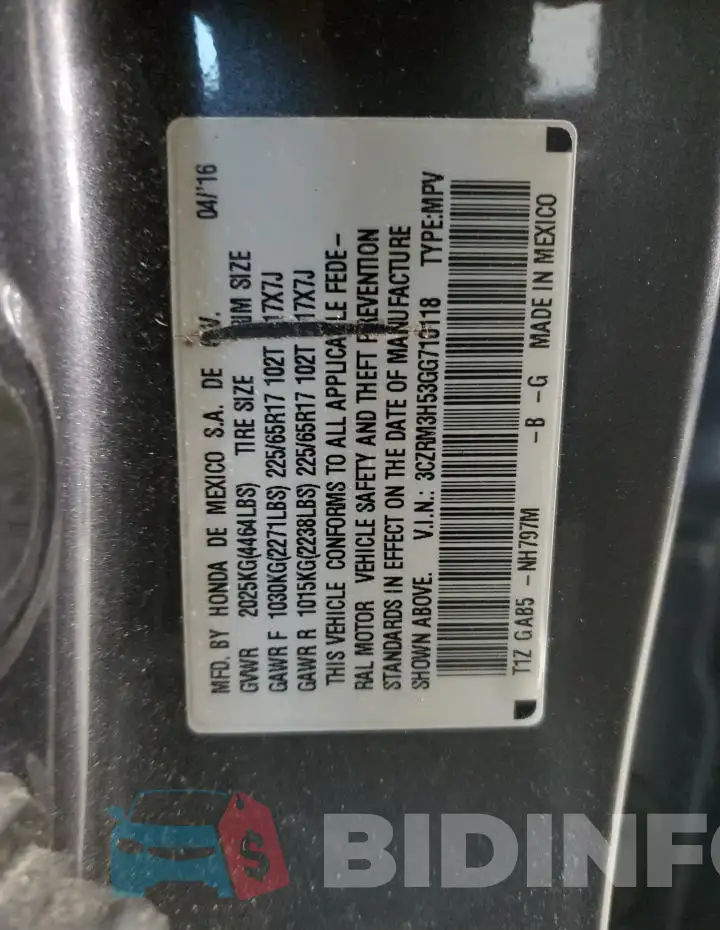 3CZRM3H53GG710118 Photo# 13