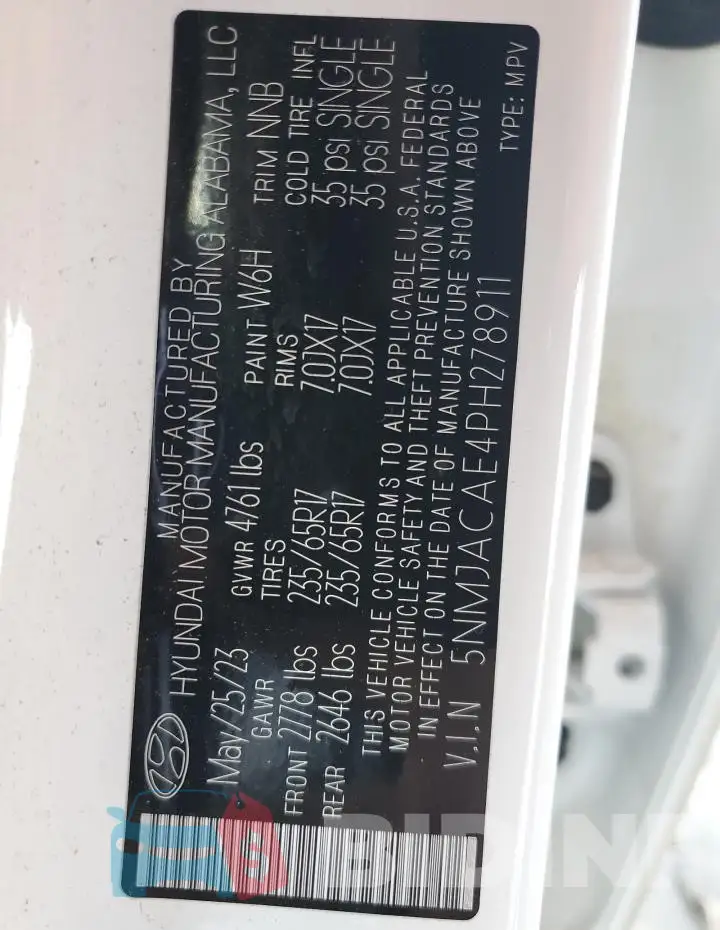 5NMJACAE4PH278911 Photo# 13