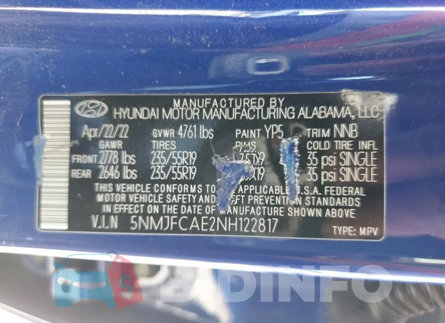 5NMJFCAE2NH122817 Photo# 12