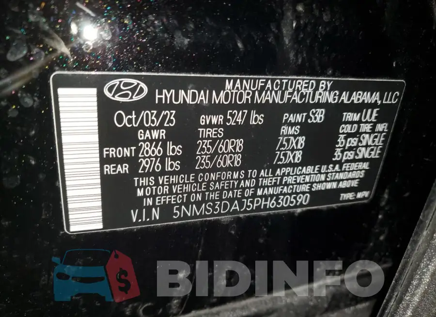 5NMS3DAJ5PH630590 Photo# 12