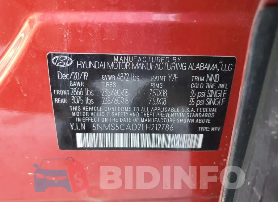 5NMS5CAD2LH212786 Photo# 13