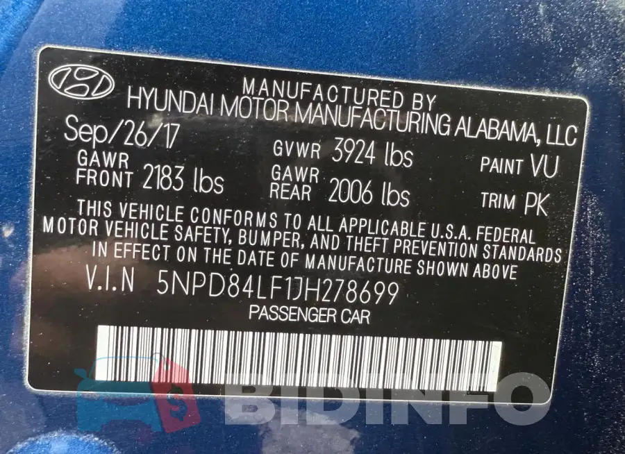 5NPD84LF1JH278699 Photo# 10