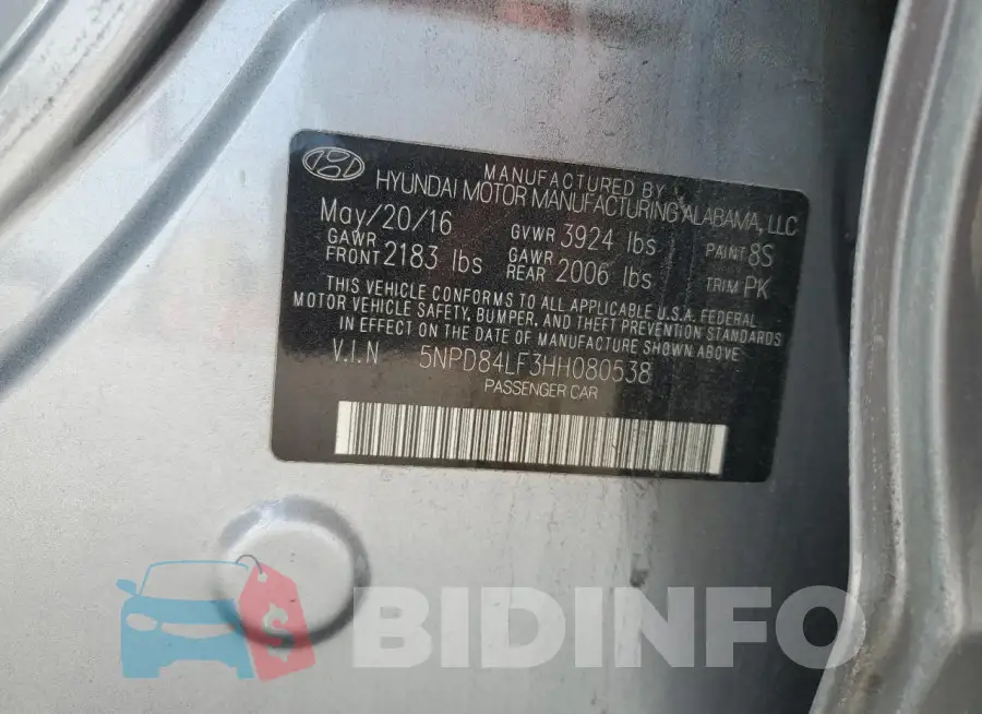 5NPD84LF3HH080538 Photo# 13