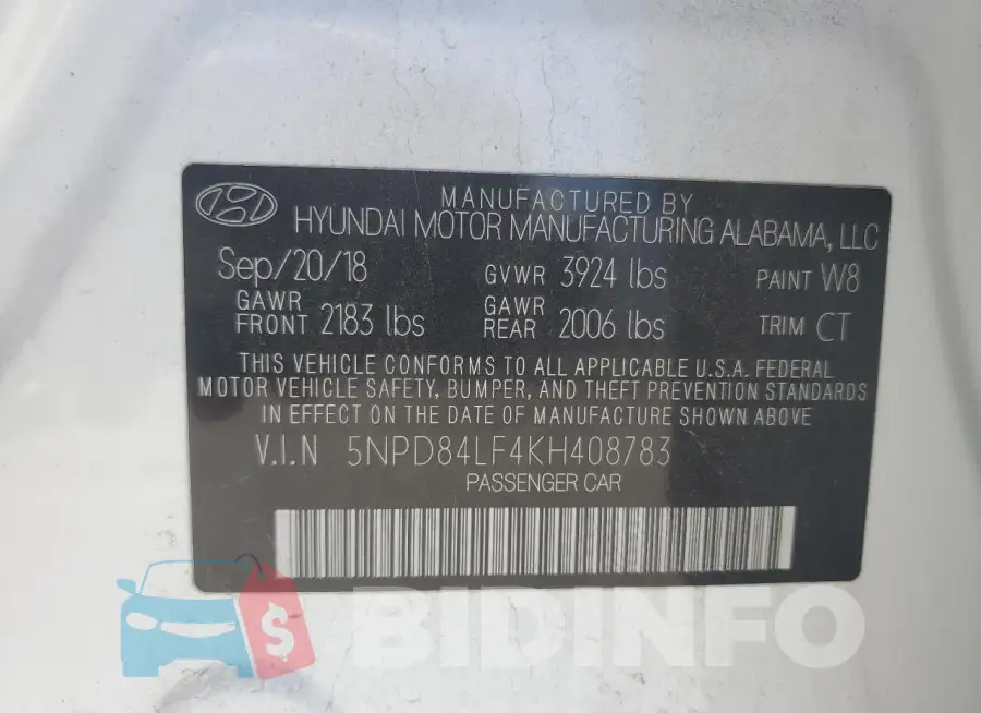 5NPD84LF4KH408783 Photo# 12