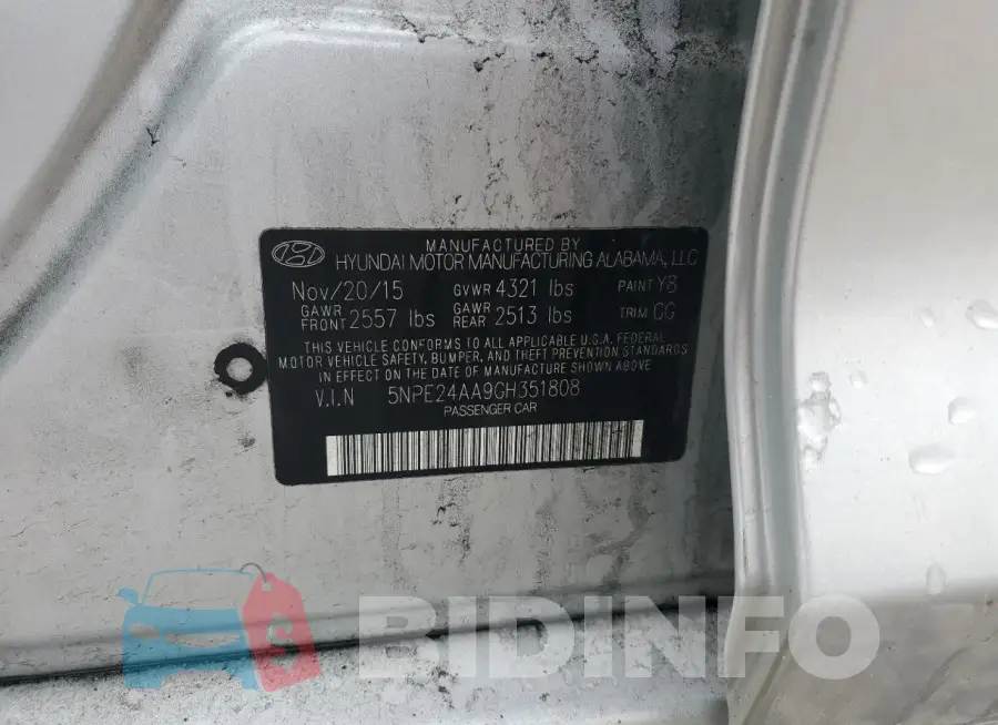 5NPE24AA9GH351808 Photo# 12