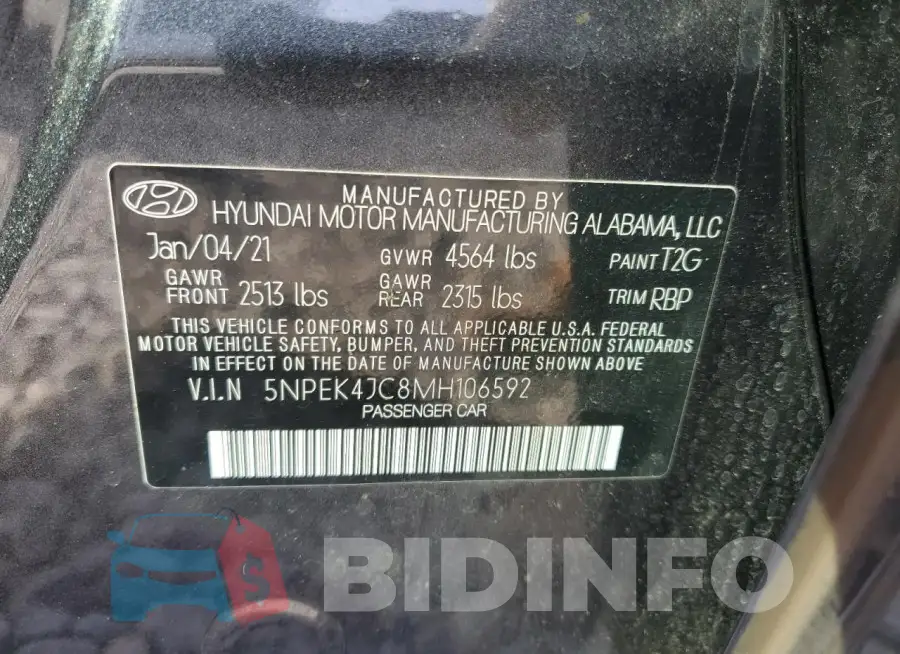 5NPEK4JC8MH106592 Photo# 12