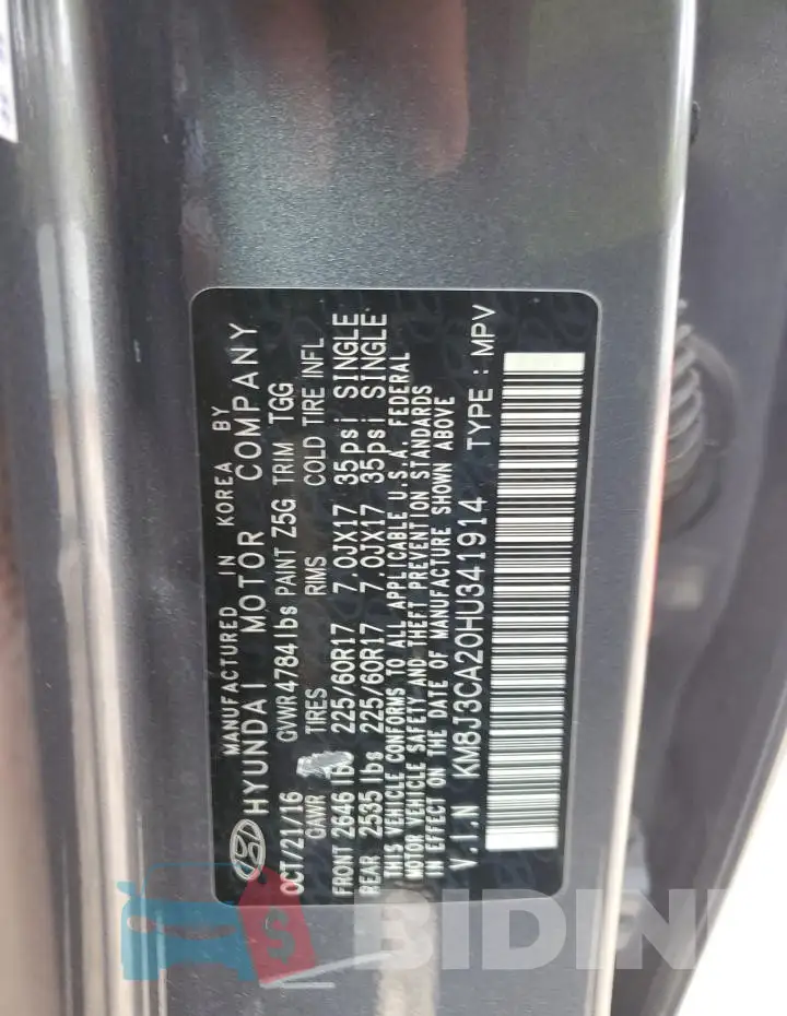 KM8J3CA20HU341914 Photo# 13