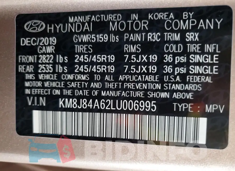 KM8J84A62LU006995 Photo# 12