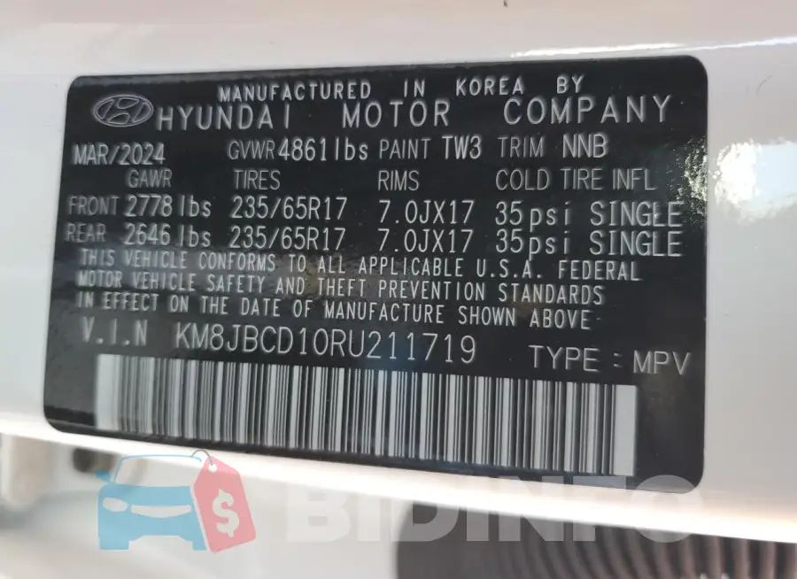 KM8JBCD10RU211719 Photo# 13