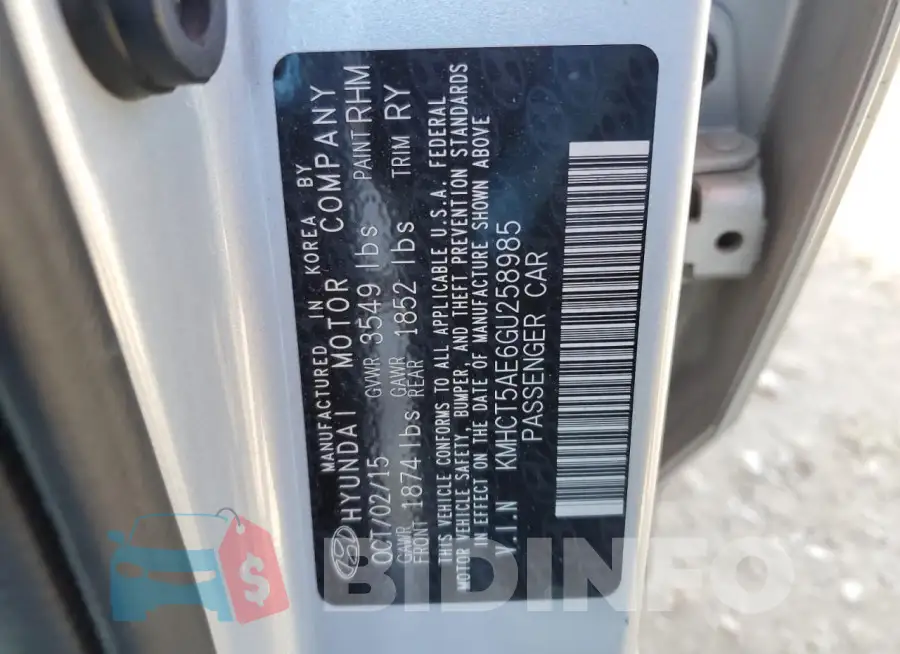 KMHCT5AE6GU258985 Photo# 12