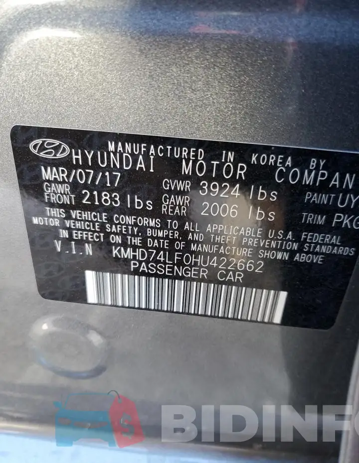 KMHD74LF0HU422662 Photo# 12