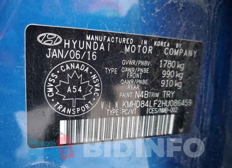 KMHD84LF2HU086459 Photo# 13