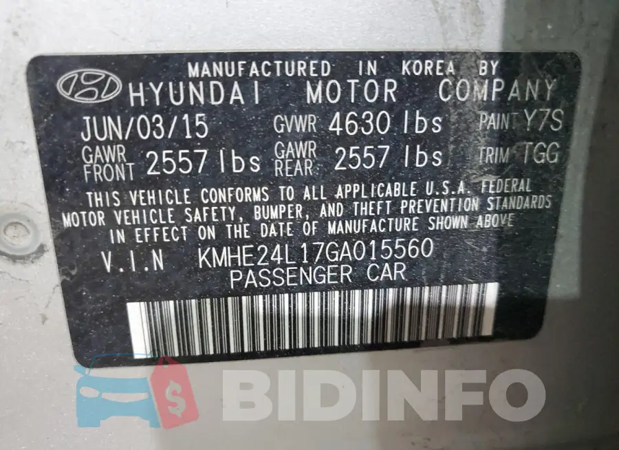 KMHE24L17GA015560 Photo# 13