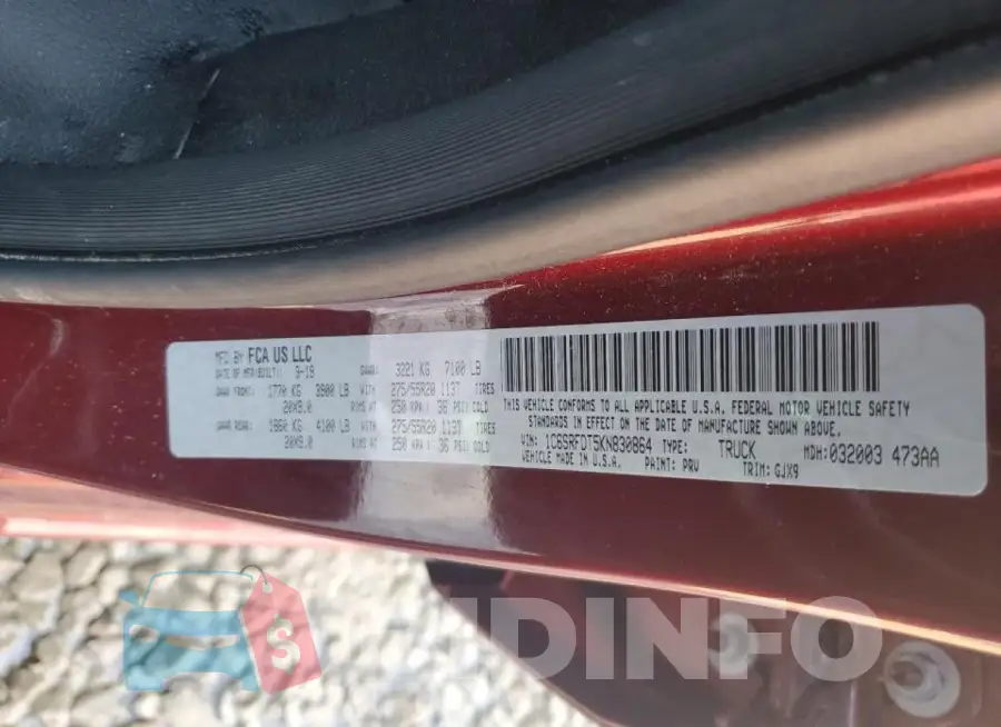 1C6SRFDT5KN830864 Photo# 12