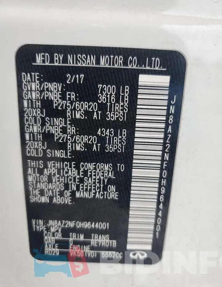 JN8AZ2NF0H9644001 Photo# 13